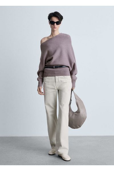 MANGO Woman Asymmetrical Wool Blend Sweater