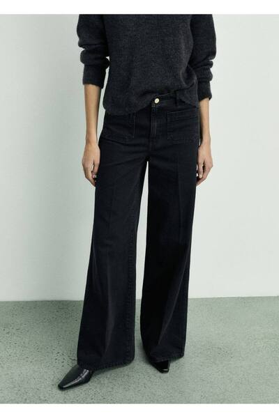 MANGO Woman Buttoned Wideleg Jeans