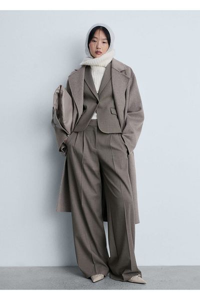 MANGO Woman Szerokie, materiałowe spodnie