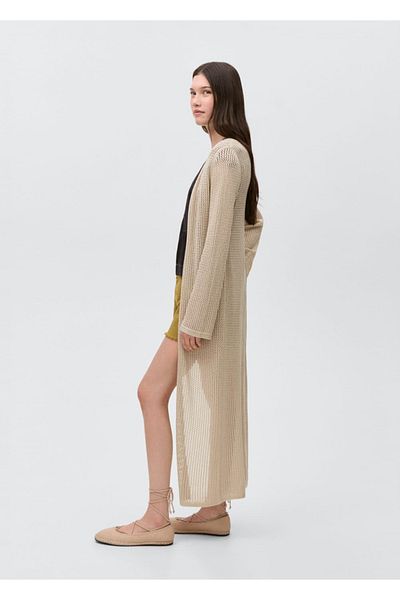 Mango Teen Cardigan lung tricotat ajurat