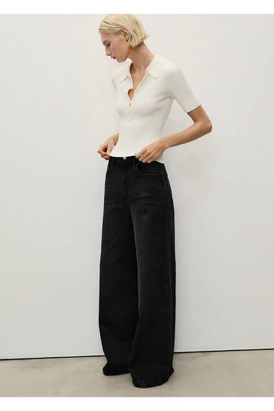 MANGO Woman Wideleg Jeans with High Waist