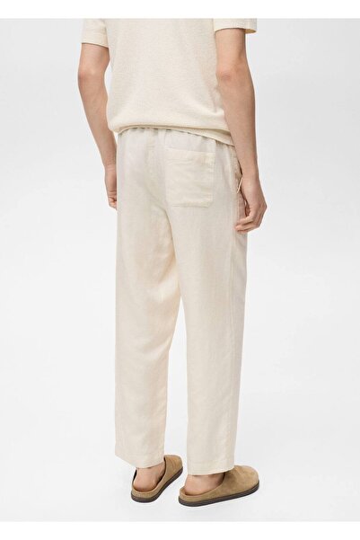 MANGO Man Keten Karışımı Elastik Belli Pantolon