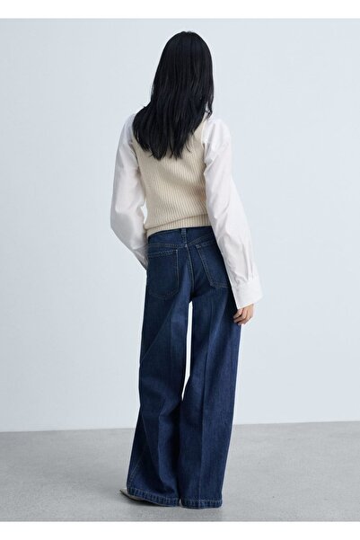 MANGO Woman Široké džíny s páskem