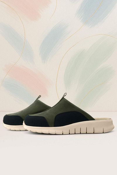 heep Medical Genuine Leather Khaki Black Cream Sole Comfort Sports Slippers