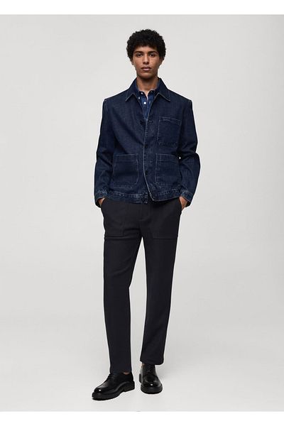 MANGO Man Palton din denim cu buzunare