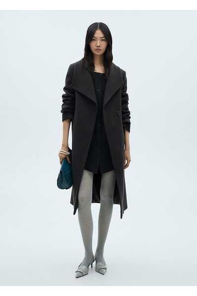 MANGO Woman Belted wool coat