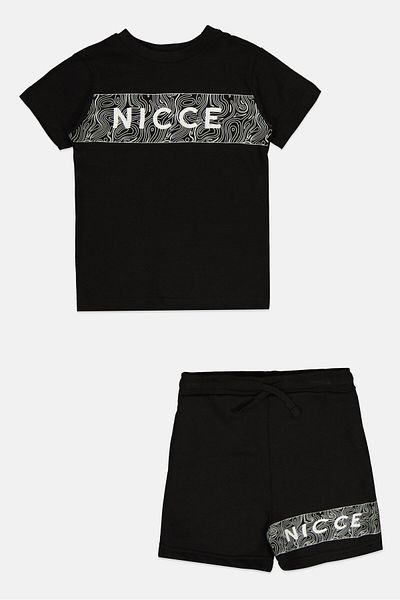 Nicce Toddlers Boy 2 Pieces Graphic Print Short Sleeve T-shirt And Shorts Set, Black