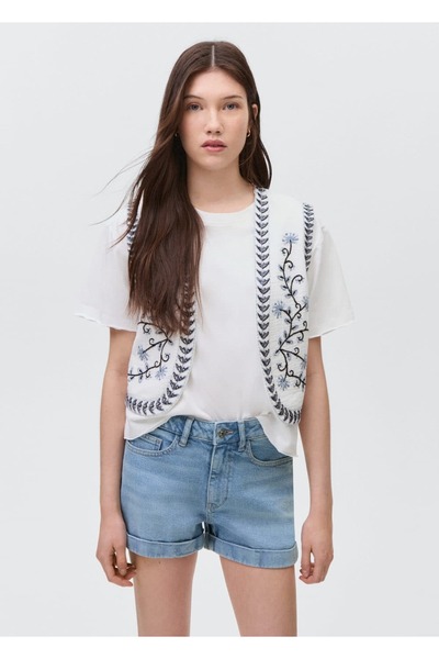 Mango Teen Kıvrılmış paçalı denim şort