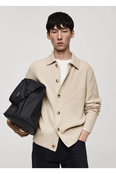 MANGO Man Gerippter Strick-Cardigan