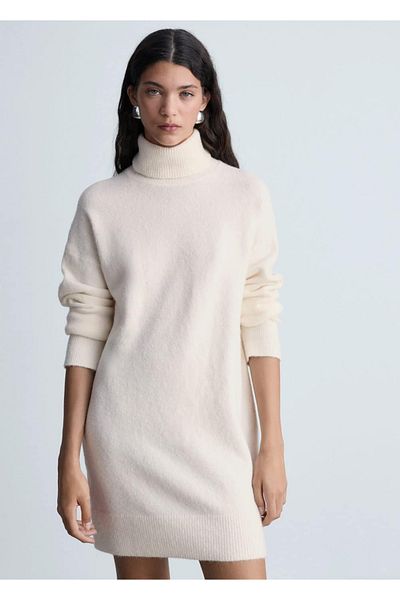 MANGO Woman Short Turtleneck Knitwear Dress