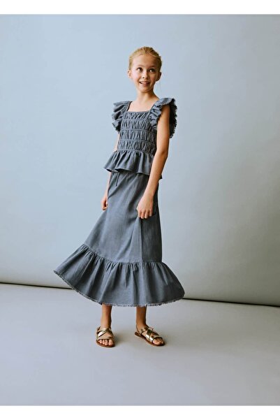MANGO Kids Volanlı uzun etek