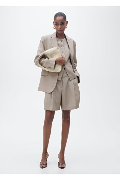 MANGO Woman Çizgili Kumaş Bermuda Şort