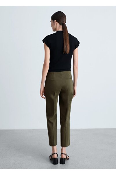 MANGO Woman Mücevher düğmeli düz kesim pantolon