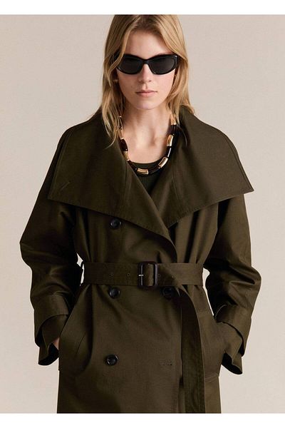 MANGO Woman Double Button Long Trench Coat