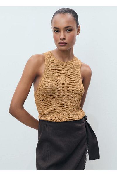 MANGO Woman Μπλούζα με διάτρητη πλεκτή lureks