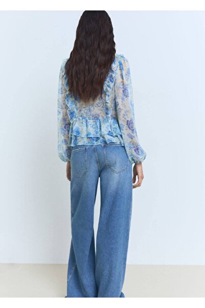 MANGO Woman Çiçekli volanlı bluz