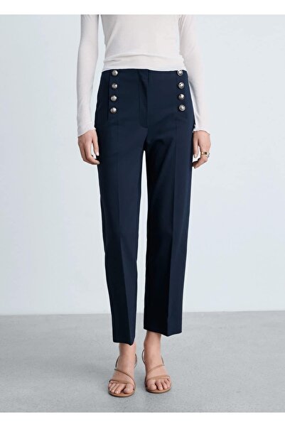 MANGO Woman Pantaloni de linie dreaptă cu nasturi de bijuterii