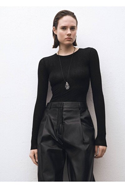 MANGO Woman Футболка з вовняного міксу з довгими рукавами