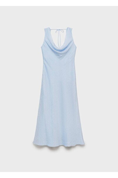 MANGO Woman Drape yaka midi elbise