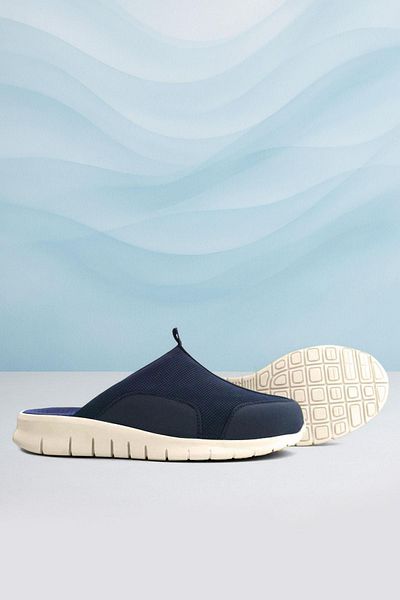 heep Medical Genuine Leather Dark Navy Blue Cream Sole Comfort Sports Slippers