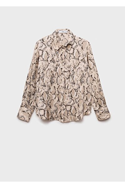 MANGO Woman Σατέν πουκάμισο με σχέδια