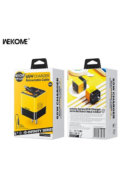 Choice Us 65w Charger Wekome 65w Usb-c Charging Head Fast Charger With Built-in 80cm Typec Cable Suitable F
