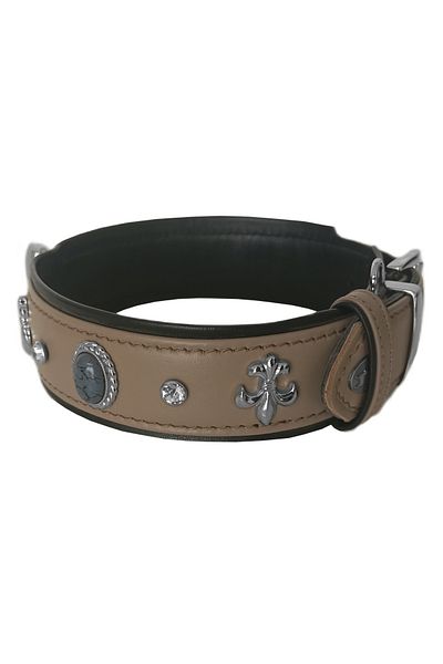 Angoravi Leather Natural Stone Dog Collar 28-33 cm X-Small Tan