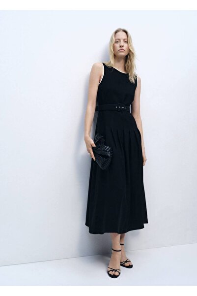 MANGO Woman Kemerli Flared Midi Elbise