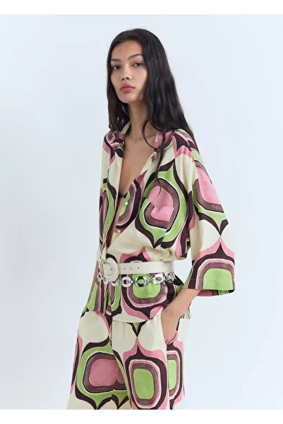 MANGO Woman Blouse with Geometric Pattern