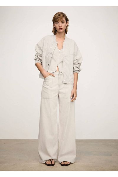 MANGO Woman Striped Wideleg Jeans