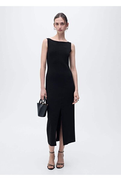 MANGO Woman Kayık yaka örgü elbise