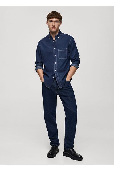 MANGO Man Cămașă din denim cu croiala normală