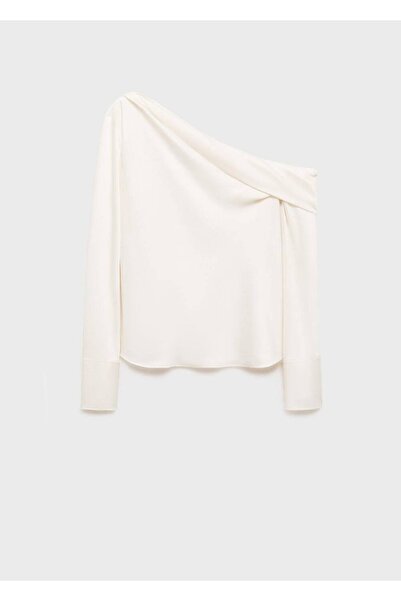 MANGO Woman Drape yakalı saten bluz