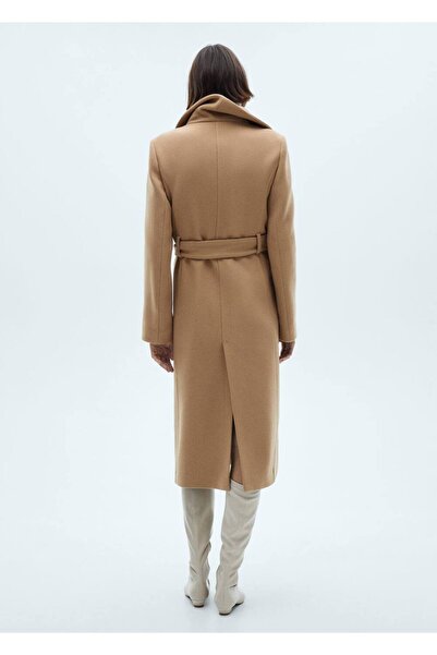 MANGO Woman Kemerli Manteco yünlü palto