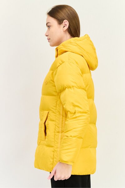 adidas Women Sportswear Fit Hooded Long Sleeve Outdoor Jacket, Yellow