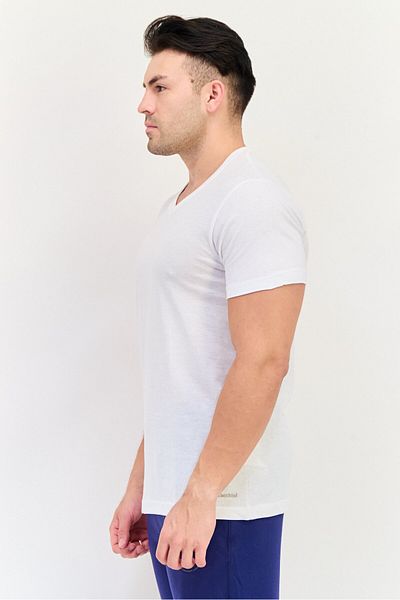 Sergio Tacchini Men 2 Piece V Neck Short Sleeve Undershirt, White