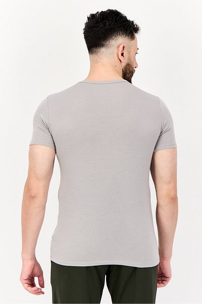 SLOGGI Men 2 Pieces Round Neck Short Sleeve Brand Logo Undershirt, Grey