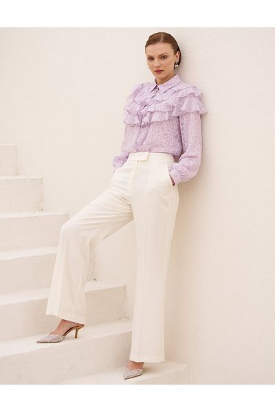 Kayra Drapey Crepe Trousers Ecru