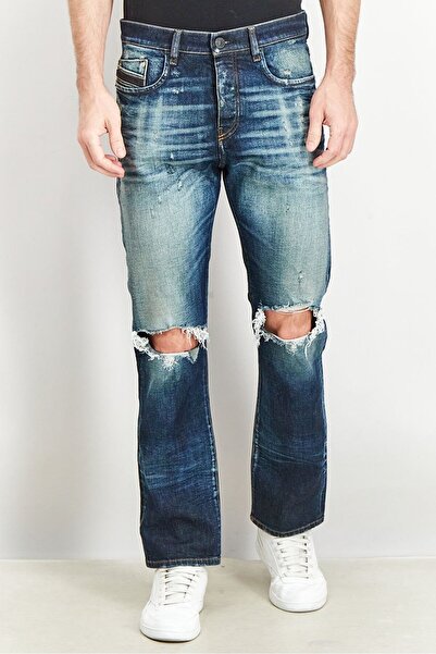 Diesel Men Straight Fit Stretchable Denim Jeans, Navy Wash