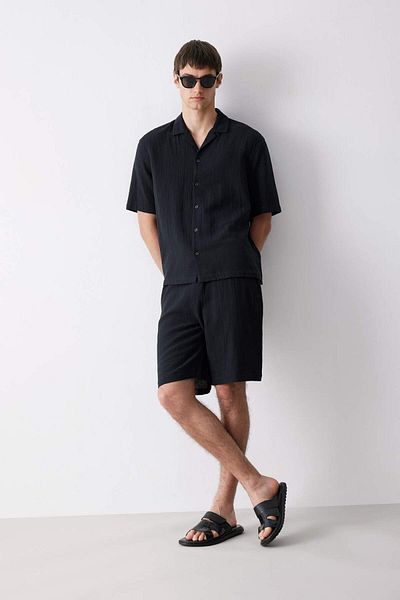 DeFacto 100% βαμβακερό Relax Fit Muslin Basic Plain βερμούδα σορτς με τσέπες C7589ax25sm