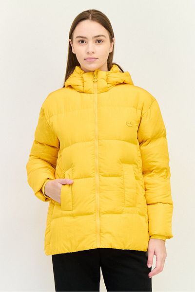 adidas Women Sportswear Fit Hooded Long Sleeve Outdoor Jacket, Yellow