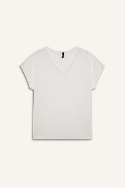 DeFacto V-Neck Short Sleeve T-Shirt F2766Ax25Sm