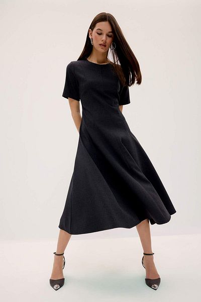 DeFacto Crew Neck Basic Plain Short Sleeve Midi Summer Dress F3816Ax25Sm