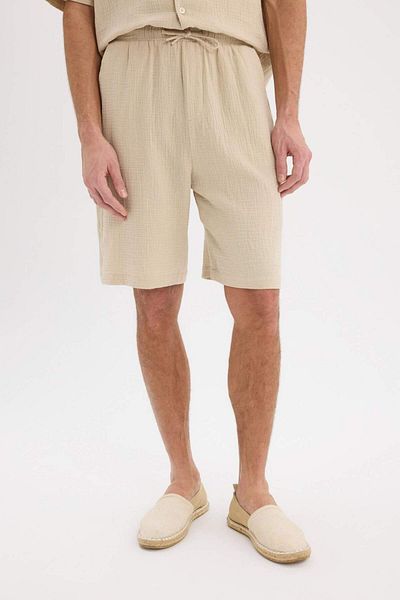 DeFacto 100% βαμβακερό Relax Fit Muslin Basic Plain βερμούδα σορτς με τσέπες C7589ax25sm