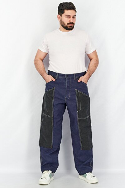 Diesel Men Straight Fit Two-Tone Stretchable Jeans, Blue Wash