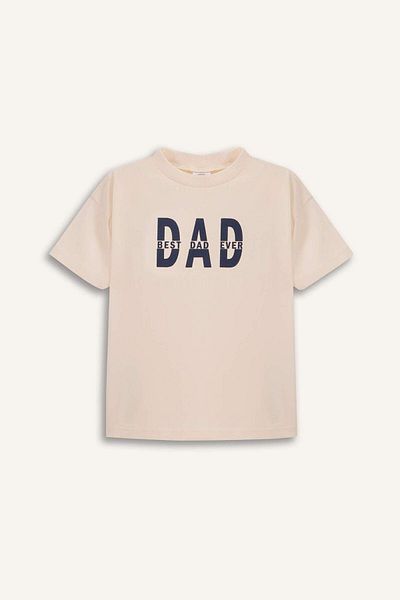 DeFacto Baby Boy Dad Printed Crew Neck Short Sleeve T-Shirt C3997A525Sm