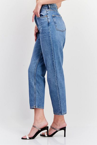 Monki Women Regular Fit Washed Non Stretchable Jeans, Light Blue