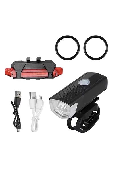 Choice Black Suit Bicycle Light Set Headlight Night Lighting Usb Charging Waterproof Outdoor Cycling Bike L