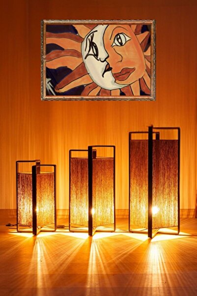 Forada Home & Style Dekoratif Kağıt İp Örgü Metal Yer Lambası