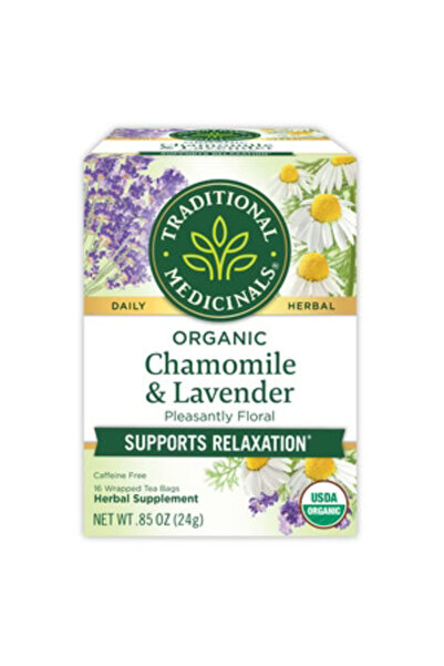 TRADITIONAL MEDICINALS شاي البابونج العضوي مع شاي اللافندر العشبي، 16 كيسًا